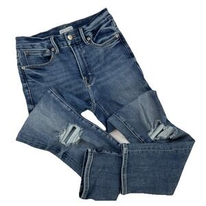 Good American Jeans Women Sz 26 Good Legs Stovepipe Distressed Jeans GLC1380T